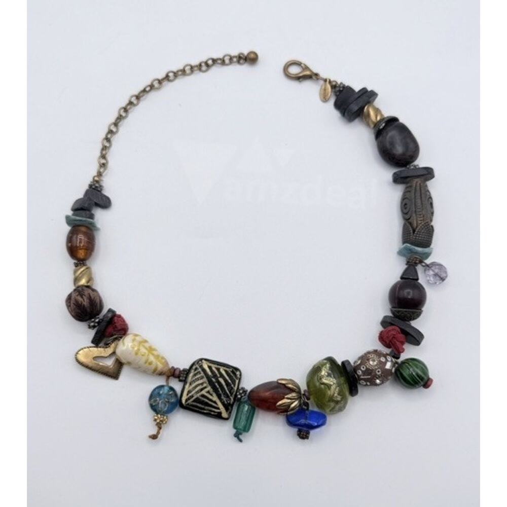 Chico’s Eclectic Beaded Necklace Multicolor Boho Artisan 16”-20”